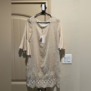 Love Johnny Was Ivory Roxanne Velvet Mini Dress